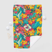 Colorful Tropical Flowers Pattern Golfhandtuch (Insitu)