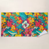 Colorful Tropical Flowers Pattern Strandtuch (Vorderseite)