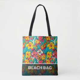 Colorful Tropical Flowers Pattern Tasche
