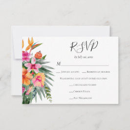 Colorful Tropical Flowers Wedding Meal Choice RSVP Karte