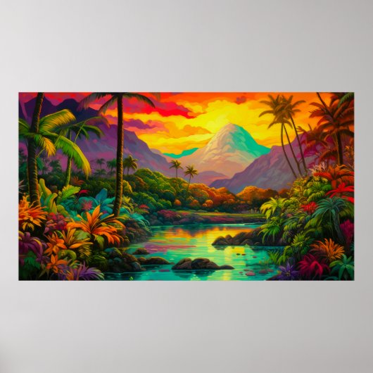 Colorful Tropical Island Paradise Poster (Vorne)