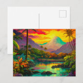 Colorful Tropical Island Paradise   Postkarte (Vorne/Hinten)