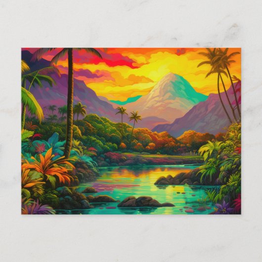Colorful Tropical Island Paradise   Postkarte (Vorderseite)