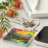 Colorful Tropical Island Paradise Schlüsselanhänger (Vorderseite rechts)