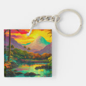 Colorful Tropical Island Paradise Schlüsselanhänger (Rückseite)