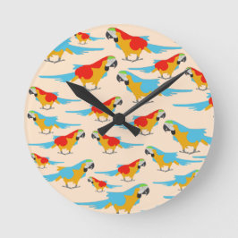 Colorful Tropical Macaw Pattern Runde Wanduhr