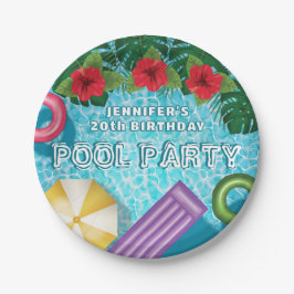 Colorful Tropical Swimming Pool Birthday Party Pappteller