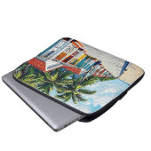Colorful Tropical Vibrant Beach Huts Laptopschutzhülle (Vorne Knopf)
