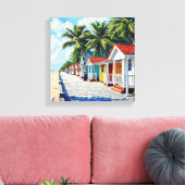 Colorful Tropical Vibrant Beach Huts Leinwanddruck (Insitu (Wohnzimmer))