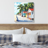 Colorful Tropical Vibrant Beach Huts Leinwanddruck (Insitu (Schlafzimmer))