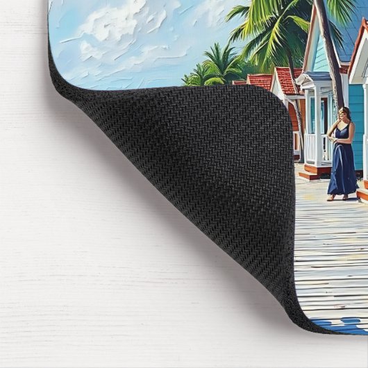 Colorful Tropical Vibrant Beach Huts Mousepad (Ecke)