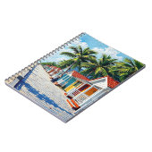 Colorful Tropical Vibrant Beach Huts Notizblock (Linke Seite)