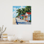 Colorful Tropical Vibrant Beach Huts Poster (Küche)