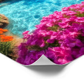 Colorful Tropical Waterfall Dreamscape Art Poster (Ecke)