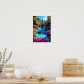 Colorful Tropical Waterfall Dreamscape Art Poster (Küche)