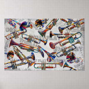 Colorful Trumpet Poster von Juleez, Trumpet Art