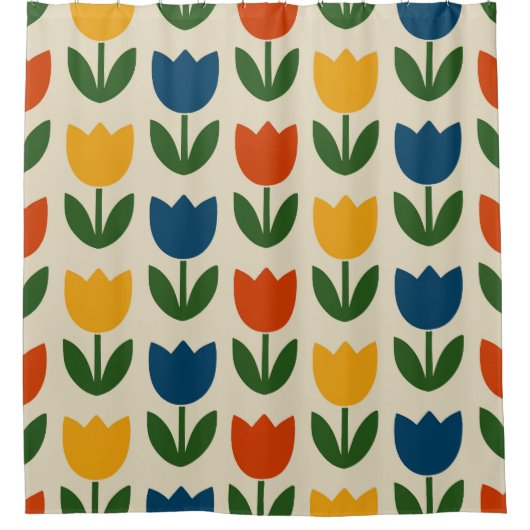 Colorful Tulip Pattern Duschvorhang (Vorderseite)