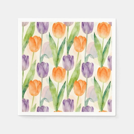Colorful Tulip Pattern Serviette (Vorderseite)