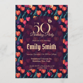 Colorful Tulip Themed Her Birthday Einladung