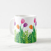 Colorful Tulips and Green Vegetation Kaffeetasse (Vorderseite Links)