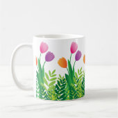 Colorful Tulips and Green Vegetation Kaffeetasse (Links)