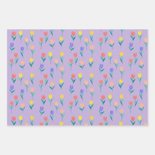Colorful Tulips Floral Design Geschenkpapier Set (Vorderseite)