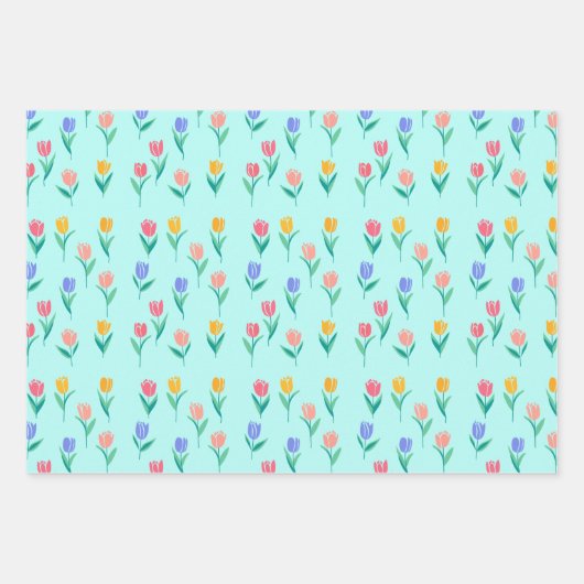 Colorful Tulips Floral Design Geschenkpapier Set (Vorderseite 3)