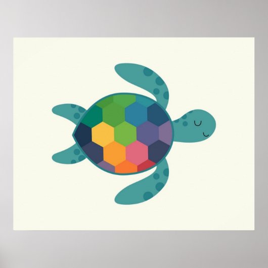 Colorful Turtle with Geometric Shell Baby kids  Poster (Vorne)