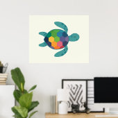 Colorful Turtle with Geometric Shell Baby kids Poster (Heimbüro)