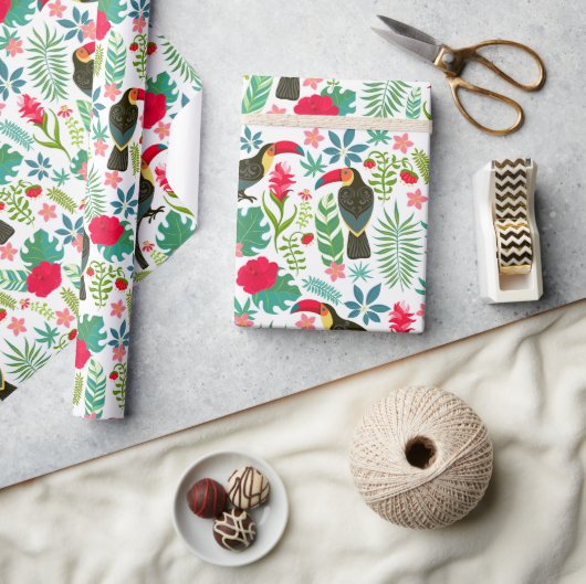 colorful tuscans tropical flowers pattern geschenkpapier (Kunsthandwerk)