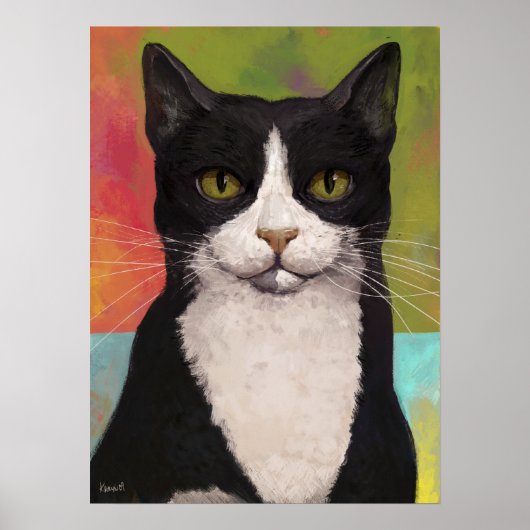 Colorful Tuxedo Cat Poster (Vorne)