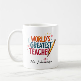 Colorful Typography Worlds Greatest Teacher Kaffeetasse