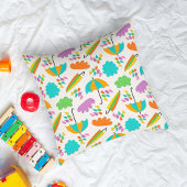 Colorful Umbrellas with Clouds and Raindrops Kissen