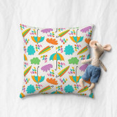 Colorful Umbrellas with Clouds and Raindrops Kissen