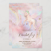 Colorful Unicorn Kids Birthday Invitation Einladung (Vorne/Hinten)