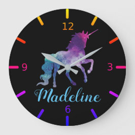 Colorful Unicorn Universe Große Wanduhr