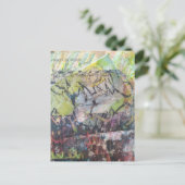 Colorful unique abstract mixed media collage postkarte (Stehend Vorderseite)