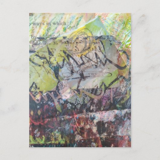Colorful unique abstract mixed media collage postkarte (Vorderseite)
