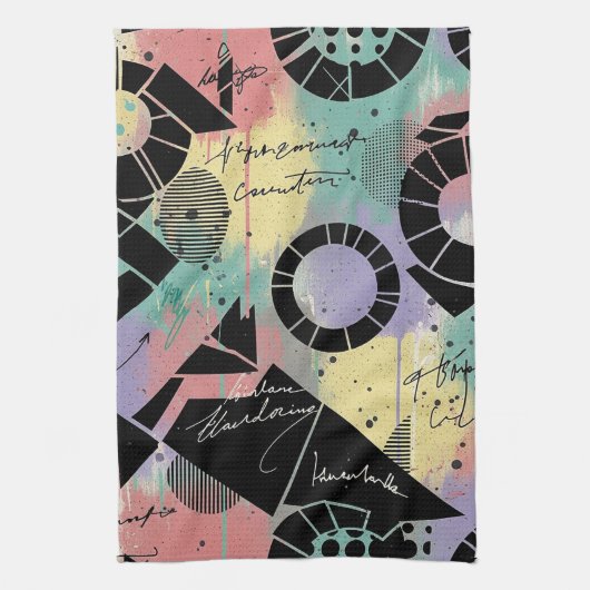 Colorful Urban Graffiti Pattern (10) Geschirrtuch (Vertikal)