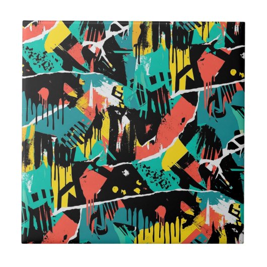 Colorful Urban Graffiti Pattern (13) Fliese (Vorderseite)