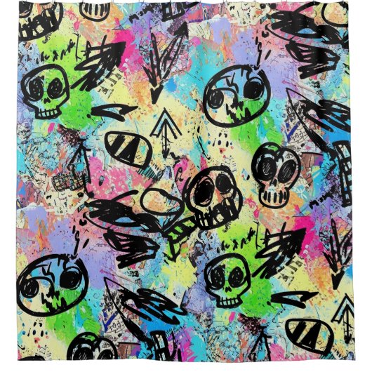 Colorful Urban Graffiti Pattern (1) Duschvorhang (Vorderseite)