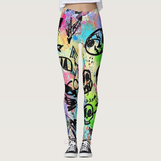 Colorful Urban Graffiti Pattern (1) Leggings (Vorderseite)