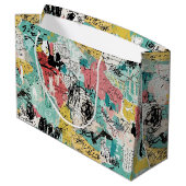 Colorful Urban Graffiti Pattern (2) Große Geschenktüte (Rückseite Schrägansicht)