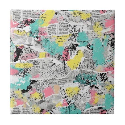 Colorful Urban Graffiti Pattern (3) Fliese (Vorderseite)