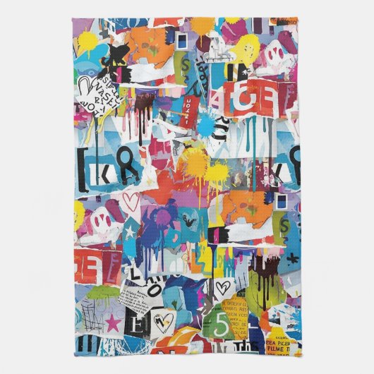 Colorful Urban Graffiti Pattern (8) Geschirrtuch (Vertikal)