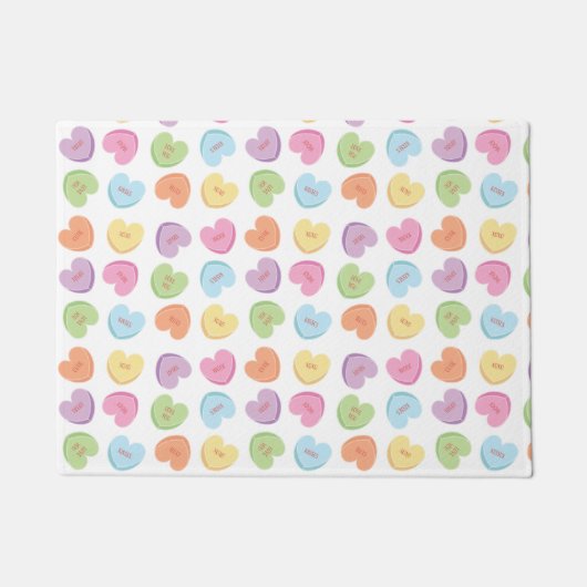 Colorful Valentine Candy Hearys Tischset Holiday Fußmatte (Vorderseite)