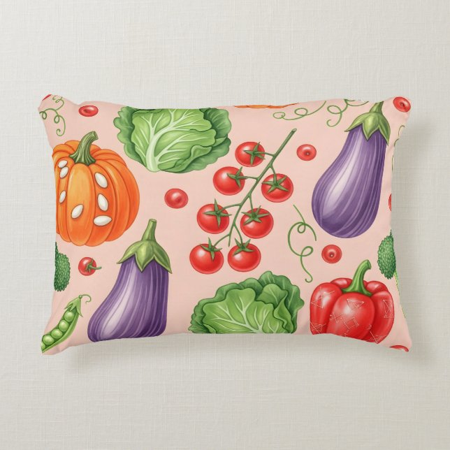 Colorful Vegetable Pattern Illustration Dekokissen (Vorderseite)