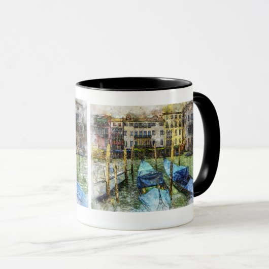 Colorful Venice Blue Gondolas Tasse (VorderseiteRechts)