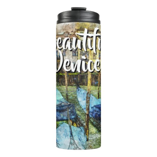 Colorful Venice Gondeln Malerei Thermosbecher (Vorderseite)