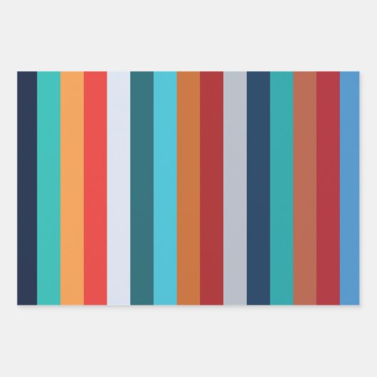 Colorful Vertical Retro Stripes Geschenkpapier Set (Vorderseite 2)